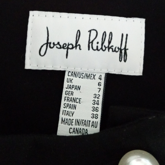 JOSEPH RIBKOFF BLACK TIERED SLEEVE PEARL BUTTON COAT SIZE 4. - Picture 3 of 13